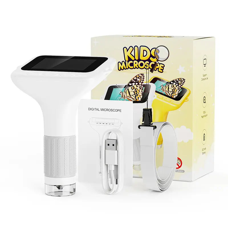 ASPOVEN 4K Kids Digital Microscope – 3” Screen Rechargeable Pocket STEM Learning Tool for Ages 4–12, Educational Gift for Boys & Girls