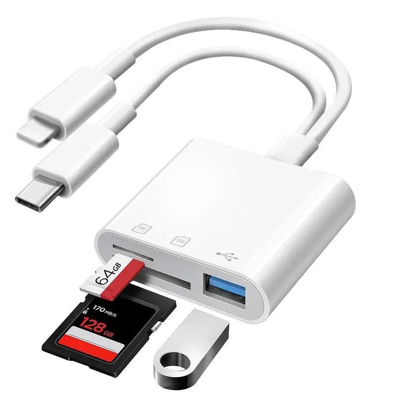 SD Card Reader for Iphone, Memory Card Reader with USB Camera Adapter, Supports Micro SD Card, Office Supply Charge Port, USB-C & OTG Charger