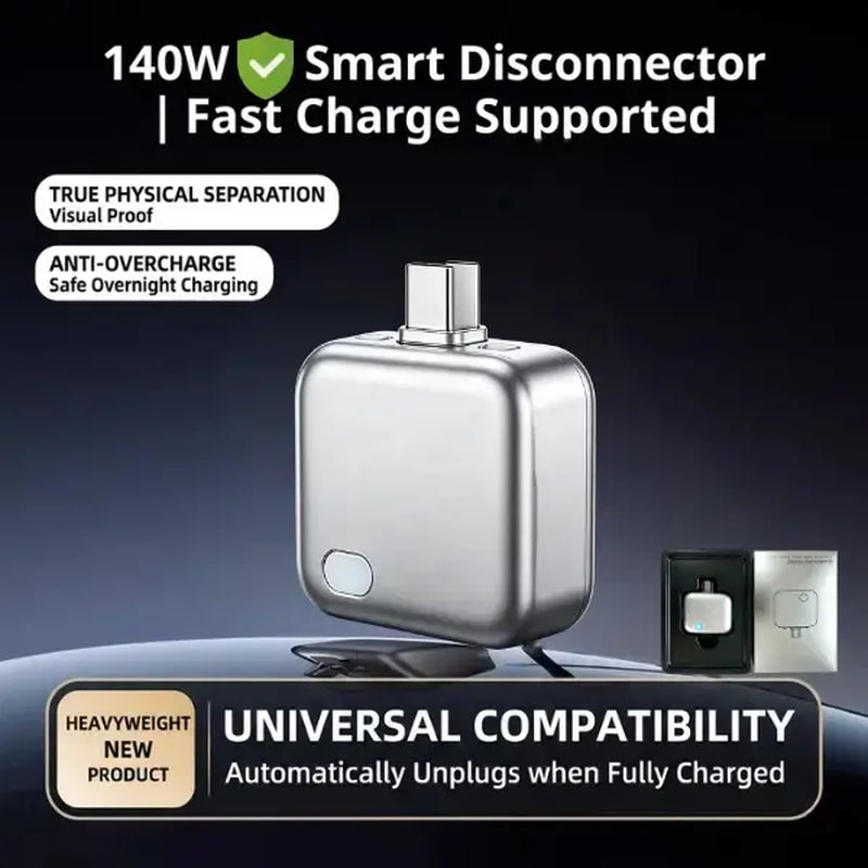 140W Auto-Stop Battery Guard Charger – Smart Physical Disconnect for Phones, Laptops & Tablets