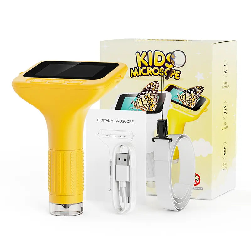 ASPOVEN 4K Kids Digital Microscope – 3” Screen Rechargeable Pocket STEM Learning Tool for Ages 4–12, Educational Gift for Boys & Girls