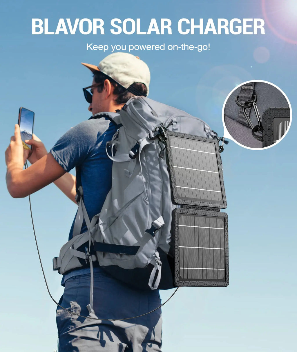 10W Solar Charger, IP65 Waterproof, Foldable with Dual USB Outputs (5V/2A Max) for Iphone, Ipad, Samsung, and More. Ideal for Outdoor Use.