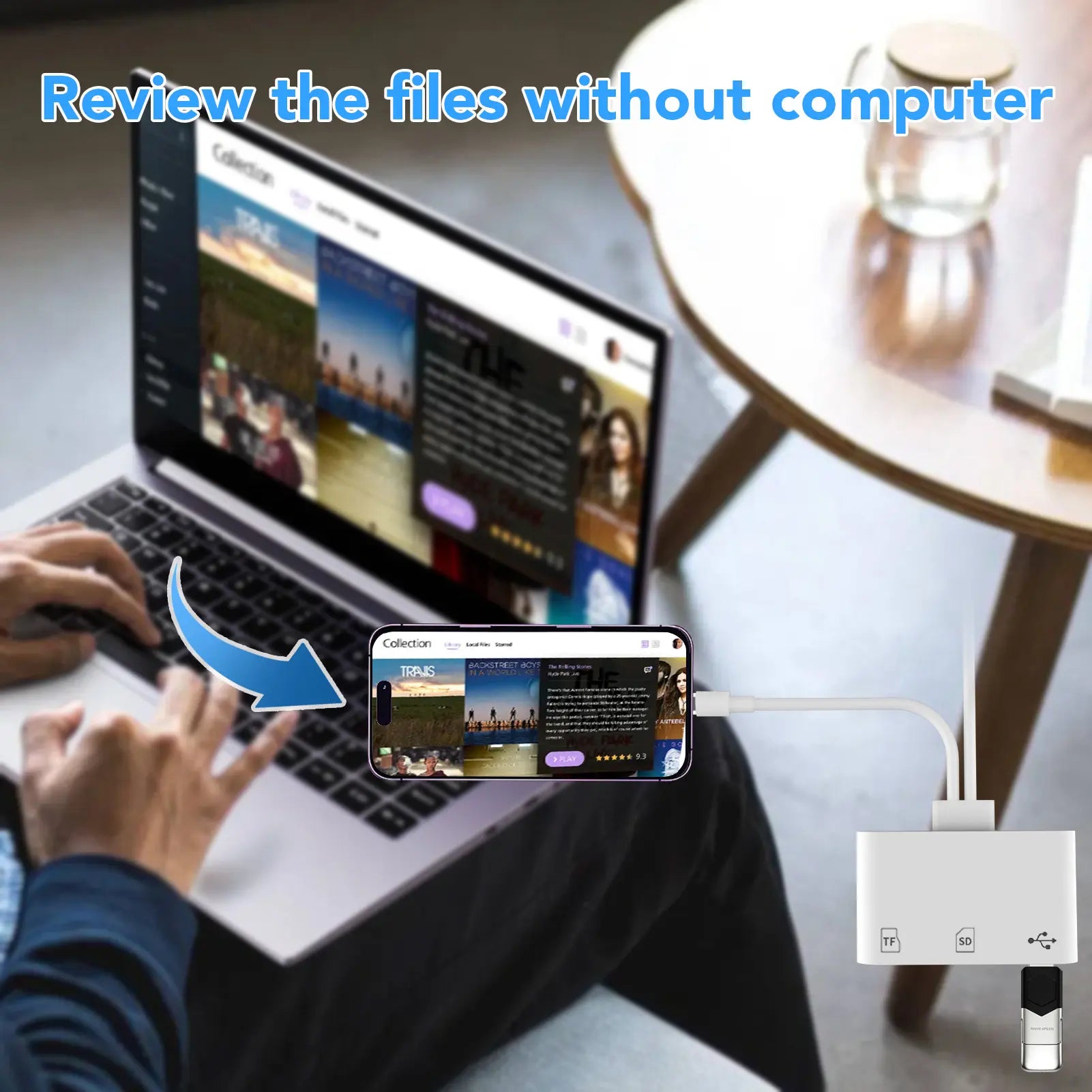 SD Card Reader for Iphone, Memory Card Reader with USB Camera Adapter, Supports Micro SD Card, Office Supply Charge Port, USB-C & OTG Charger
