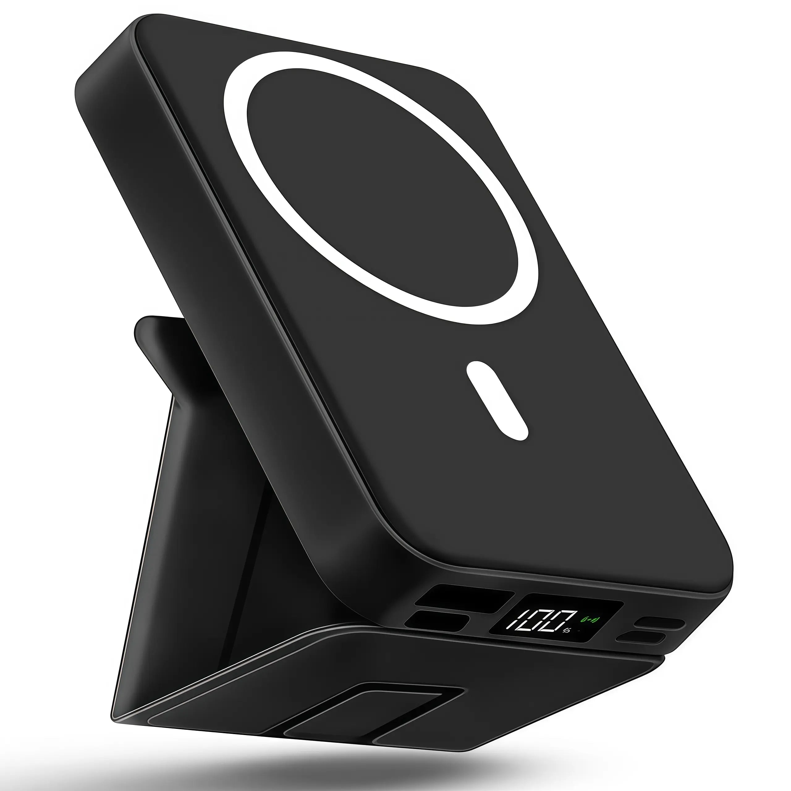 Magnetic 10000mAh Wireless Power Bank – USB-C Fast Charging, LED Display, Foldable Stand for iPhone 12–17 Series