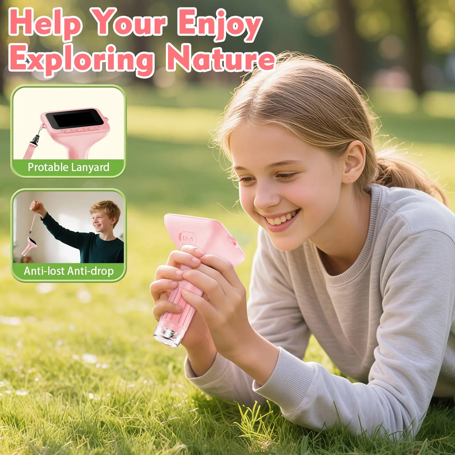 ASPOVEN 4K Kids Digital Microscope – 3” Screen Rechargeable Pocket STEM Learning Tool for Ages 4–12, Educational Gift for Boys & Girls