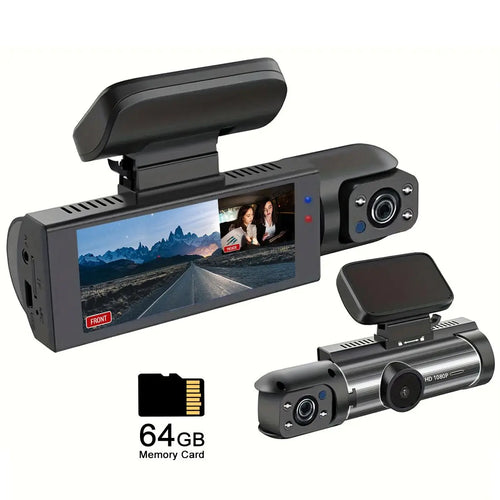 1080P Dual Lens Dash Cam – Car Dashboard Recorder with 3.16” IPS Screen, IR Night Vision & Front/Rear Recording for Vehicles