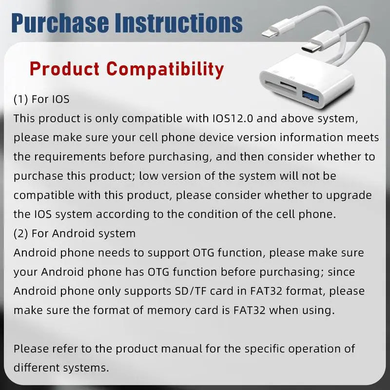 SD Card Reader for Iphone, Memory Card Reader with USB Camera Adapter, Supports Micro SD Card, Office Supply Charge Port, USB-C & OTG Charger