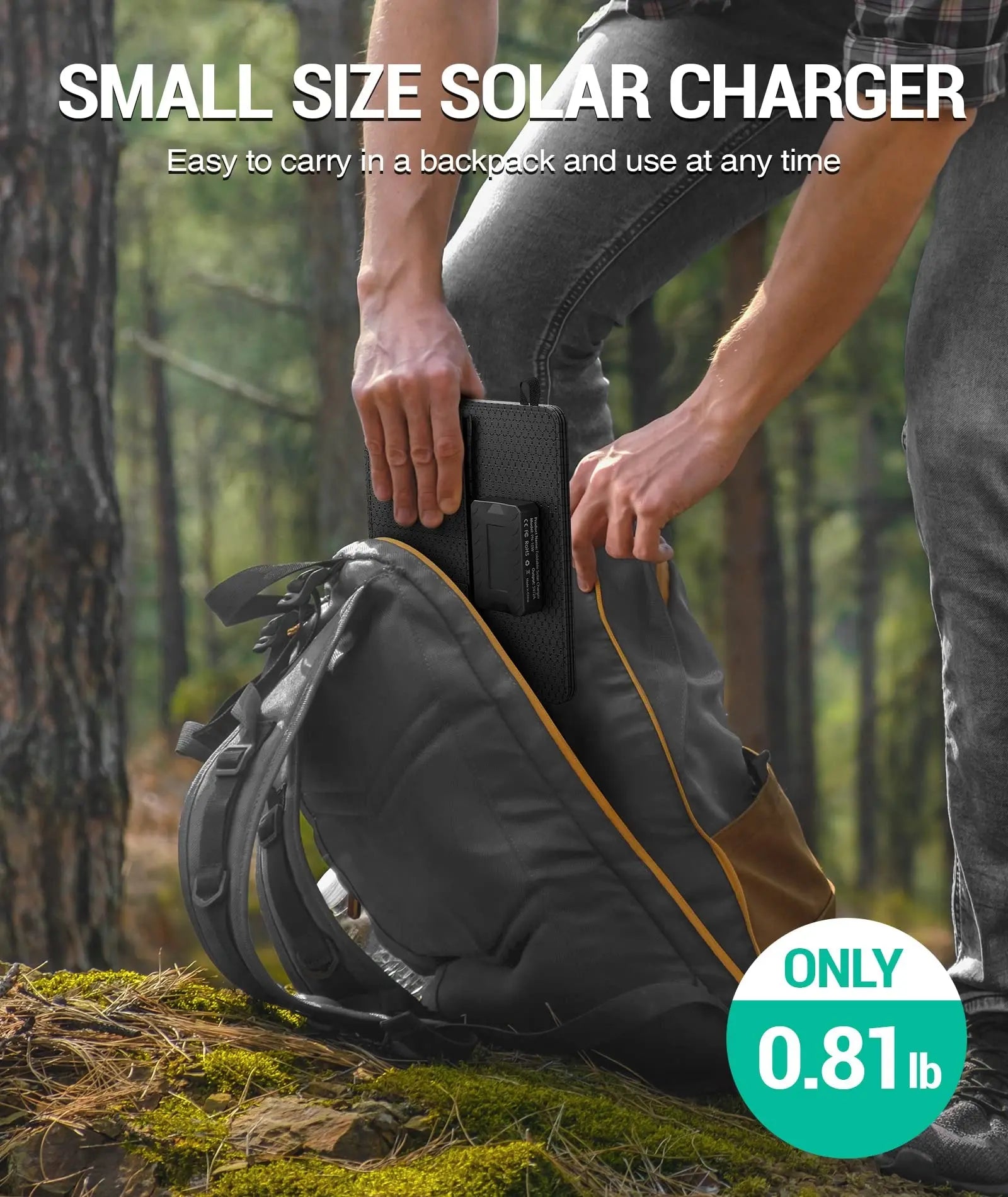 10W Solar Charger, IP65 Waterproof, Foldable with Dual USB Outputs (5V/2A Max) for Iphone, Ipad, Samsung, and More. Ideal for Outdoor Use.