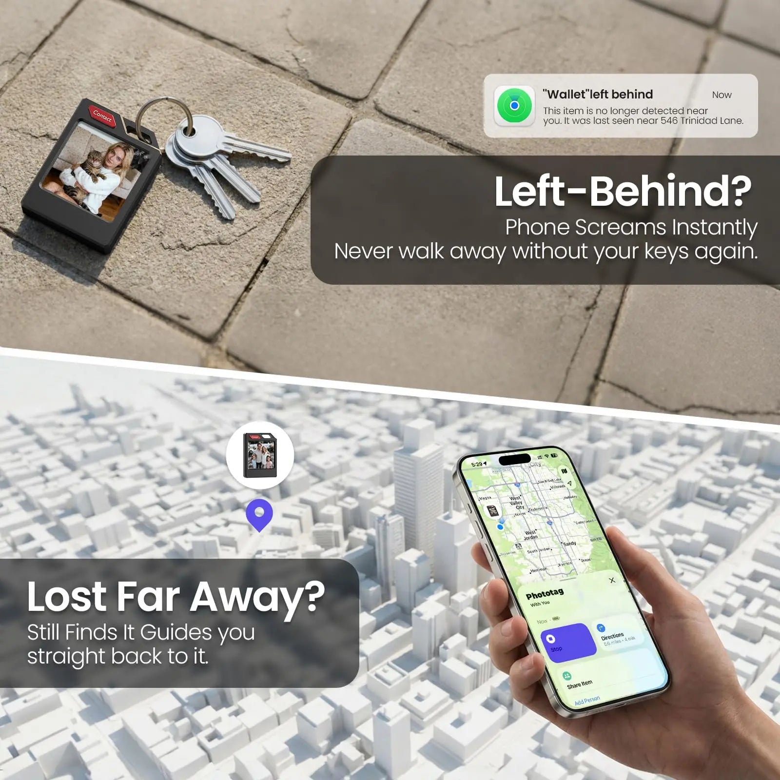 Phototag E-Ink Tracker – Customizable Apple Find My Tag for Keys, Wallets & Luggage, Photo Display, IP65 Waterproof, Up to 10 Months Battery