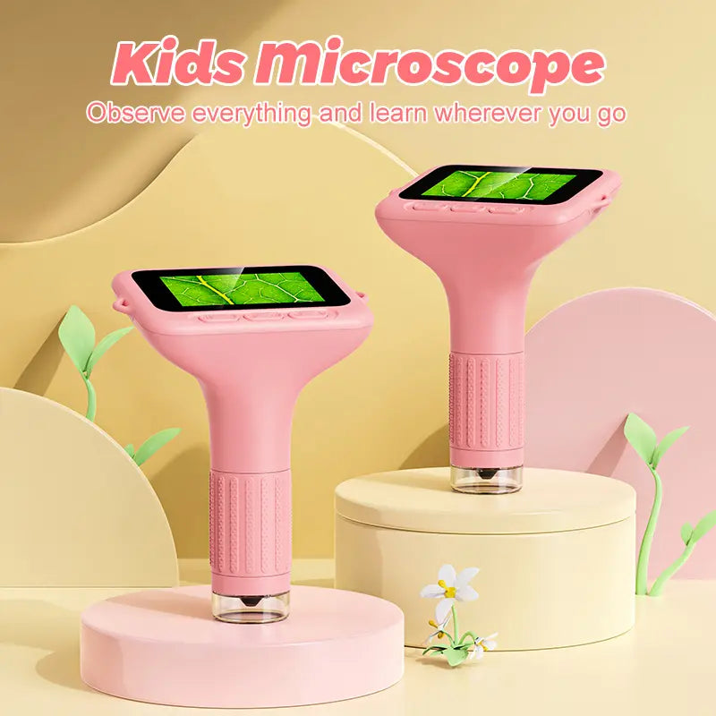 ASPOVEN 4K Kids Digital Microscope – 3” Screen Rechargeable Pocket STEM Learning Tool for Ages 4–12, Educational Gift for Boys & Girls