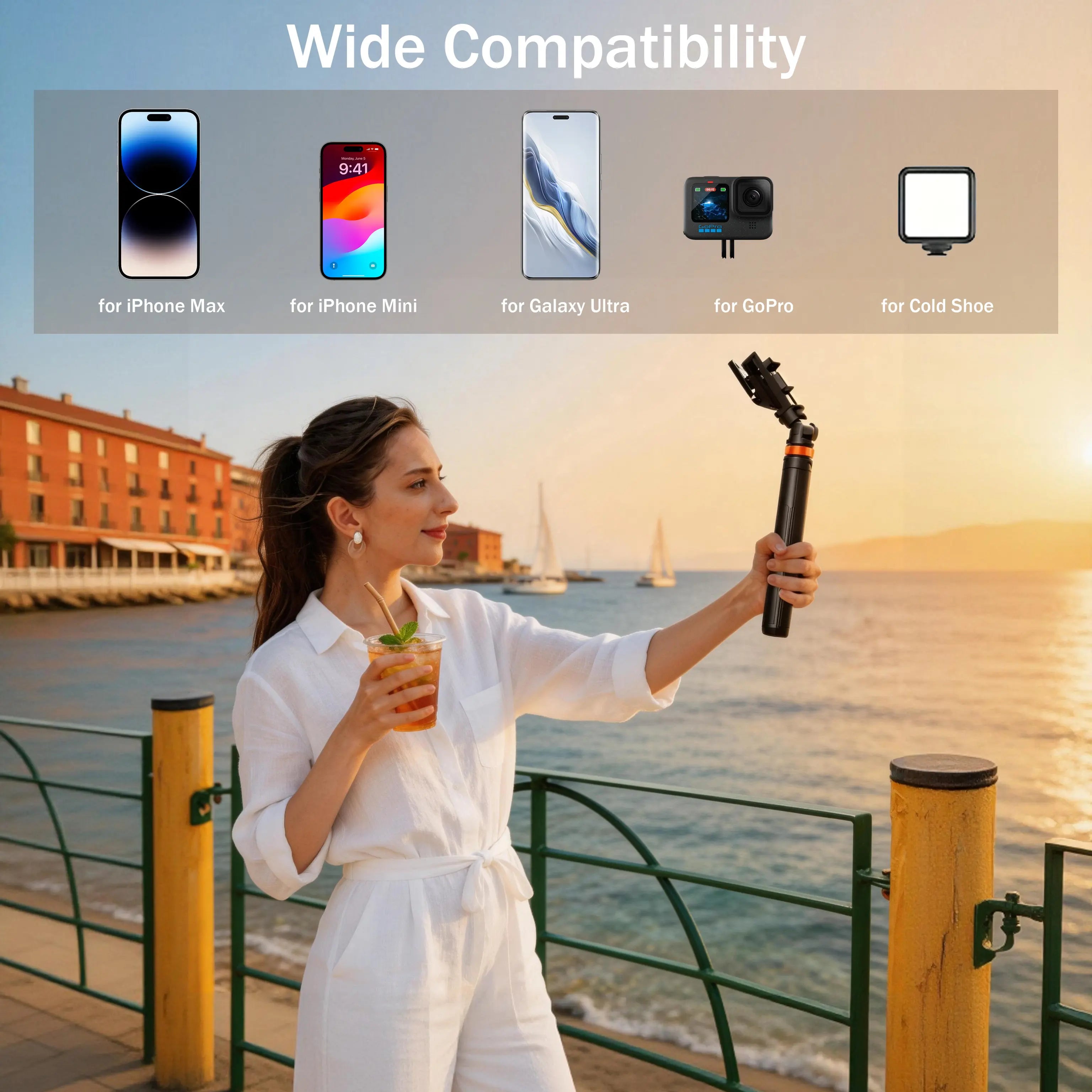 61" Phone Tripod Stand with Bluetooth Remote – Extendable Vlogging & Live Streaming Selfie Stick, 360° Rotating Head for iPhone & Android