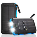 Solar Power Bank 20000–38800mAh – Portable Charger with 4 Built-In Cables, 3 Ports, USB-C Fast Charging & Dual Flashlight for Camping & Outdoor Use