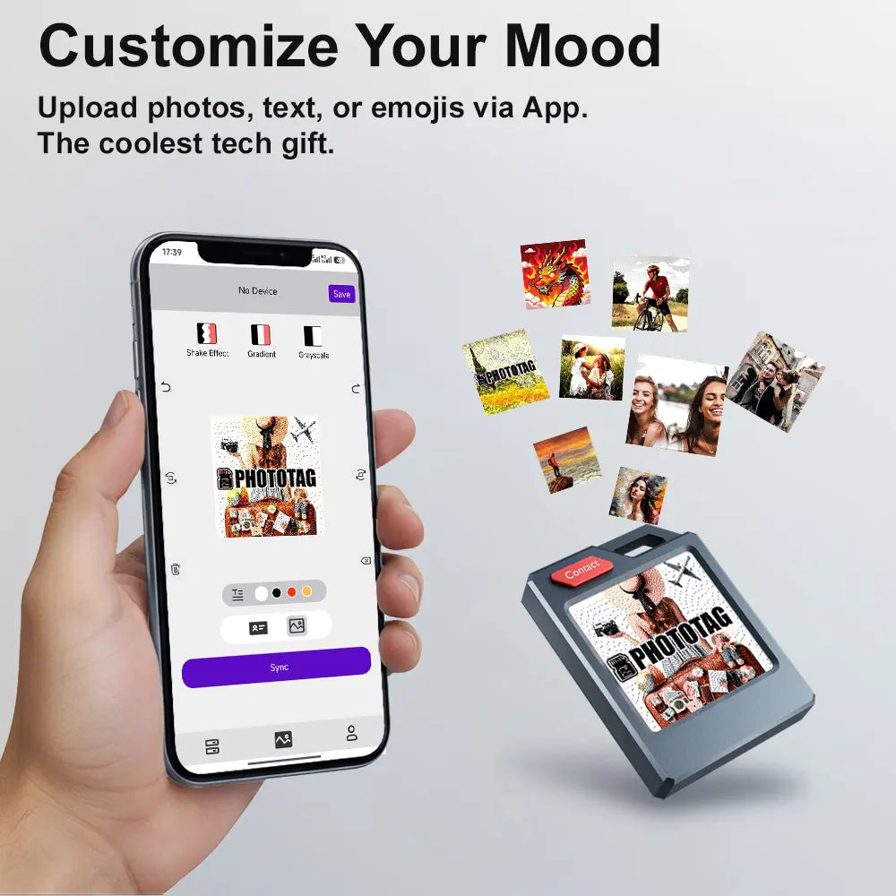 Phototag E-Ink Tracker – Customizable Apple Find My Tag for Keys, Wallets & Luggage, Photo Display, IP65 Waterproof, Up to 10 Months Battery